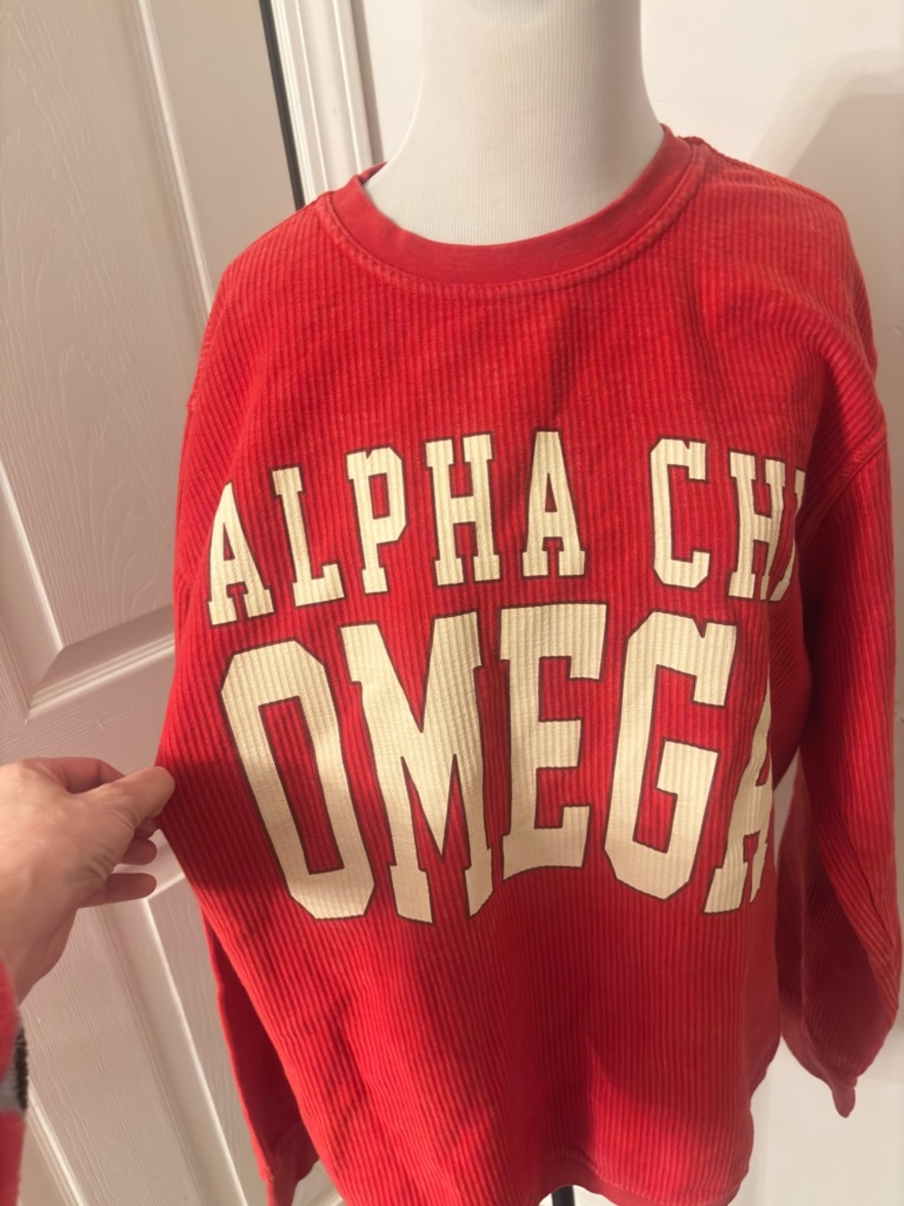 Alpha Chi Omega Red Corded Sweatshirt
